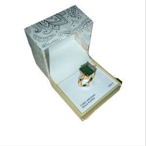 Charter Club Green and Gold Plated Ring with Emerald Stone